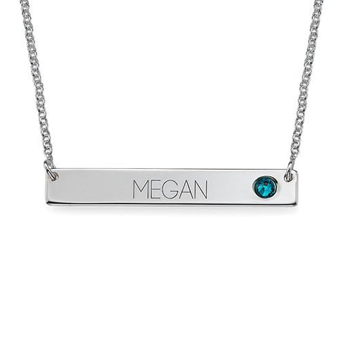 Image of Cute Bar Necklace with Name & Birthstone