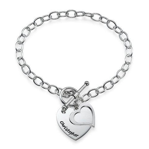 Image of Unique Double Heart Charm Bracelet