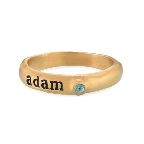 Image of Stackable Engraved Ring with Birthstone and Name