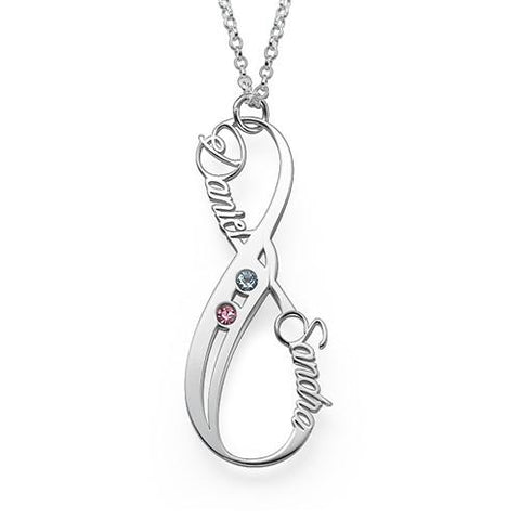 Image of Vertical Infinity Name Necklace with Birthstones