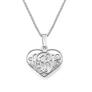 Customized Heart Monogram Necklace