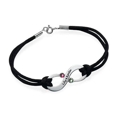 Image of Infinity Bracelet with Birthstones for Couples