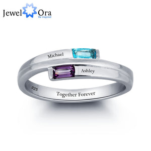 Engagement Rings 925 Sterling Silver Promise Personalized Rings Names Birthstone Jewelry Mother Daughter Ring(JewelOra RI101782)