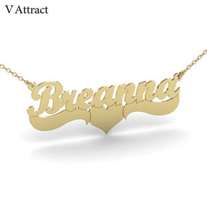 V Attract Handmade Custom Jewelry Personalized Name Necklace Women Men Bijoux Femme Gold Filled Heart Statement Choker Gift Idea