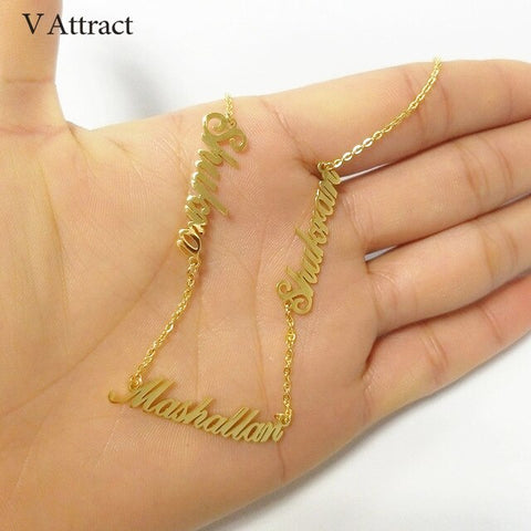 Image of V Attract Handmade Custom Jewelry Personalized Name Necklace Women Choker Friendship Gift Customized Family Names Necklaces Men