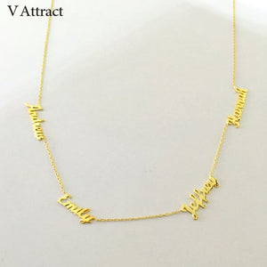 V Attract Family Jewelry Personalized Four Multiple Names Statement Necklace Women Choker Custom Bijoux Femme Gold Chain Kolye