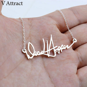 V Attract Keepsake Jewelry Cursive Style Name Necklace Personalized Nameplate Choker BFF Bijoux Custom Handwritting Signature