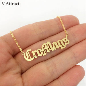 V Attract Old English Personalized Name Necklace Made Celebrity Choker Gold Filled Custom Jewelry Customized Nameplate Kolye