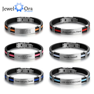 Personalized Engraved ID Bracelet Custom Stainless Steel Bracelets & Bangles Fashion Gift For Father's Day (JewelOra BA101921)