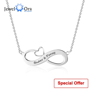 Infinity Love Jewelry With Heart Personalized Name Necklace 925 Sterling Silver Necklaces & Pendants (JewelOra NE102395)