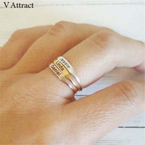 Gold Anillos Custom Jewelry Women Men Personalized Name Rings Wedding Bijoux Femme Silver Stacking Baby Name Ring For Mom Gifts