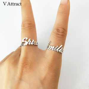 Free Size Kid's Name Anillos Mujer Gold Silver Stackable Personalized Name Rings For Women Wedding Gift Custom Jewelry Men Ring