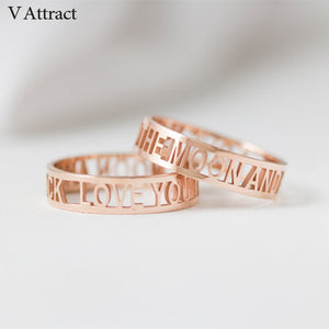 Bridal Jewelry Coordinates Custom Roman Numerals Ring Personalized Name Wedding Date Rings For Women Stackable Engagement Anel