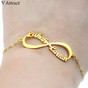 V Attract Infinity Pendant Bracelet Personalized Name Bracelet Women Men Jewelry Best Friends Gift Customized Pulseras Mujer