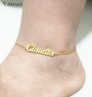 Summer Style Foot Jewelry Gold  Chain Custom Name Anklets For Women Beach Bijoux Femme Personalized Bracelet Cheville BFF Gift