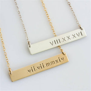 Nameplate Jewelry BFF Gold Filled Personalized Bar Name Necklace Custom Initial Roman Numeral Choker Necklace For Women Men Gift