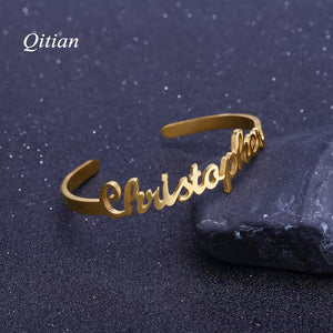 Personalized Gold  Name Bangle   High Quality Stainless Steel Personalized ID Nameplate Bangles & Bracelet  For Women Gift