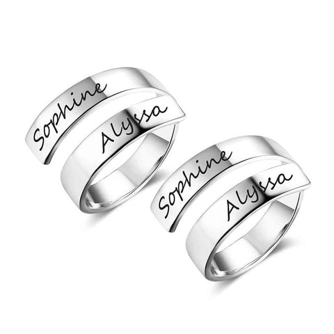 Image of Personalized Gift Customize Engraved Name Stainless Steel Adjustable Rings For Women Anniversary Jewelry (JewelOra RI102973)