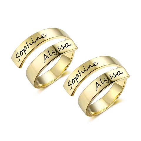 Image of Personalized Gift Customize Engraved Name Stainless Steel Adjustable Rings For Women Anniversary Jewelry (JewelOra RI102973)