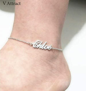 Foot Jewelry Custom Name Anklet Personalized Bijoux Femme Stainless Steel Silver Link Tobilleras Pulsera Para Tobillo Beach Gift