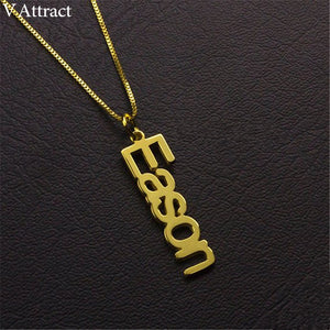 Gold Box Chain Custom Nameplate Pendant Choker Personalized Vertical Name Necklace Women Men Gothic Jewelry Stainless Steel Gift