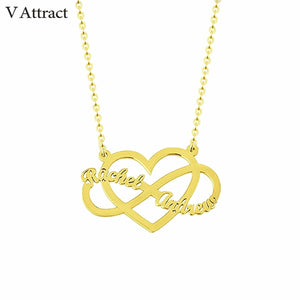 Heart Choker Infinity Charm Necklace Custom Couple Names Necklace Women Men Jewelry Personalized Wedding Gift Gold Chain Kolye