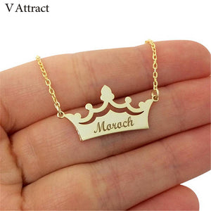 Personalized Name Jewelry Custom Crown Name Necklace Princess Colar Engrave Nameplate Statement Necklaces Women Wedding Gift BFF