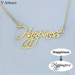 Gold Box Chain Choker Nameplate Handwriting Style Personalized Cursive Name Necklace Women Custom Bijoux Femme Birthday Gift