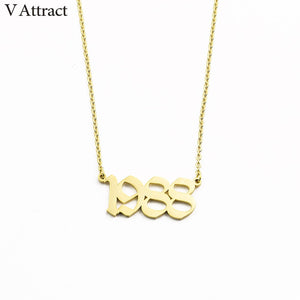 Custom Christmas Gift Personalized Number Necklace Old English Name Necklaces Women Rose Gold Silver Chain Special Date Choker