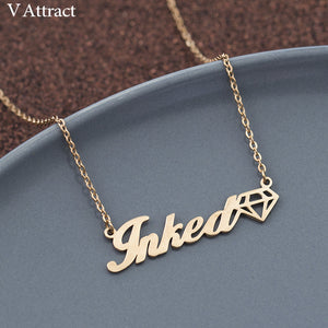 Christmas Jewelry Personalized Name Choker Necklace Cone Charm Erkek Kolye Silver Rose Gold Chain Custom Name Pendant Necklaces