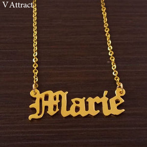 Old English Necklace Personalized Name Pendant Necklaces For Women Men Custom Jewelry Gold Chain Choker Collier Christmas Gift