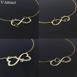 Personalized Infinity Name Pendant Necklace Women Custom Bijoux Femme Heart Statement Choker BFF Jewelry Valentine e's Day Gift