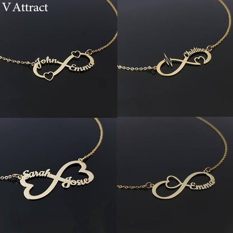 Image of Personalized Infinity Name Pendant Necklace Women Custom Bijoux Femme Heart Statement Choker BFF Jewelry Valentine e's Day Gift