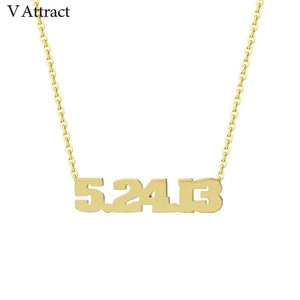 V Attract Birth Year Choker Personalized Number Necklace Women Men Jewelry Stainless Steel Letter Kolye Custom Birthday Gift