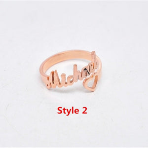 Adjustable Rose Gold Heart Name Ring Personalized Spiral Style Name Customized Rings for Women Anel Christmas Gift BFF Jewelry