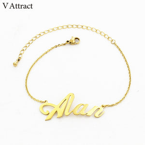 Personalized Name Bracelet For Women Friendship Gift Graduation Jewelry Custom Nameplate Armbanden Voor Vrouwen Stainless Steel