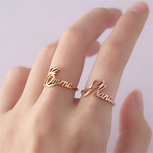 Gold Filled Children Name Ring Personalized Word Bague Femme Custom Name Rings For Women Wedding Gift Handmade Jewelry