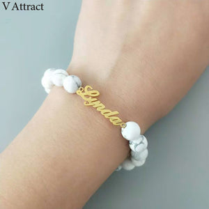 Beads Bracciali Donna Custom Name Bracelets For Women Girls BFF Jewelry Personalized Strand Hand Link Christmas Gift