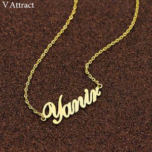 Christmas Gift Gold Name Pendant Necklace For Women Men Jewelry  Personalized Name Stainless Steel Custom Nameplate Choker Femme