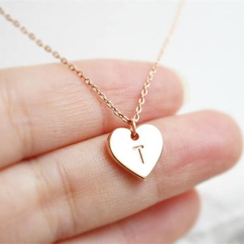 Image of Personalized Heart Initial Pendant Necklace Round Charm Choker Letter A B C D E F G H Y W Star Necklace Women Custom Jewelry BFF