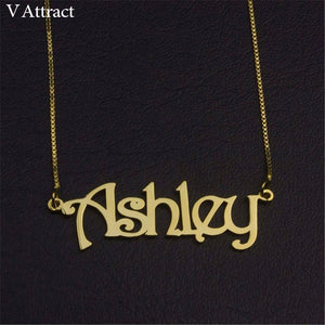 Nameplate Jewelry Custom Name Necklace Personalized Choker Stainless Steel Box Chain Collar Mujer Gothic Bijoux Christmas Gift