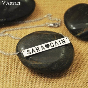 Handmade Jewelry Personalized Name Statement Necklace Custom Cut Out Bar Choker Necklaces Women Men Silver Collier Christmas Gif