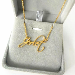 Memorial Gift Personalized Signature Name Necklace Hand Writing Jewelry Custom Cursive Nameplate Choker Handmade Bijoux Femme