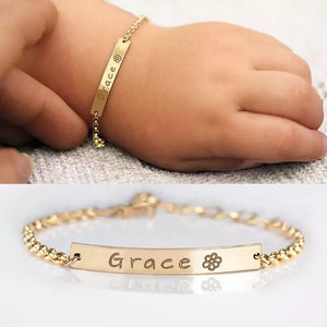 Personalized Baby Name Bar Bracelet Stainless Steel AdjustableToddler Child ID Bracelet Custom Jewelry Girl Boy Birthday Gift