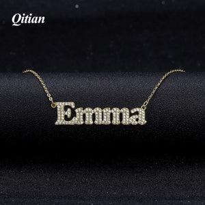 Personalized Necklace for Women Stone Chain Zirconia Necklaces Gold Color Stainless Steel Custom Name Necklace Fashion Jewlery