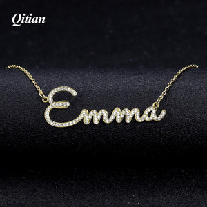 Qitian Any Name Necklace For Women Stone Chain Zirconia Necklaces Personalized Custom Necklace Fashion Jewelry New Arrival 2019