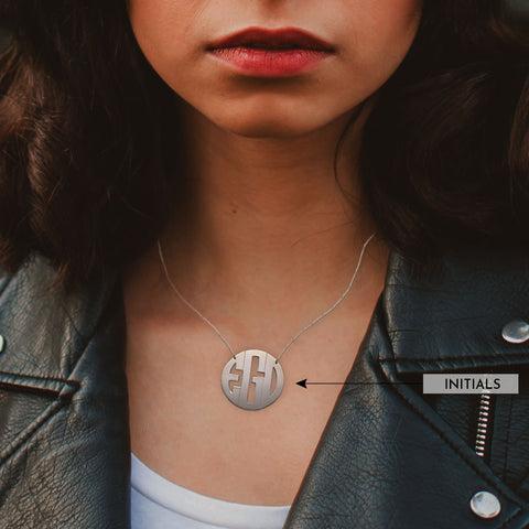 Image of Large Block Monogram Necklace